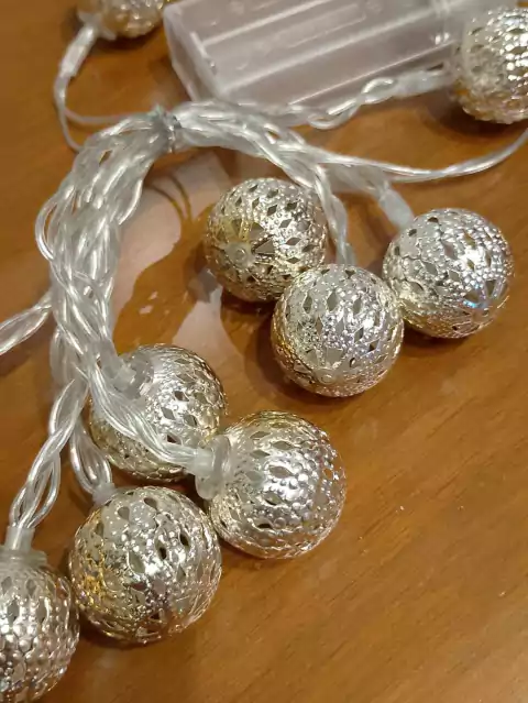 Guirnalda 10 luces esferas de metal