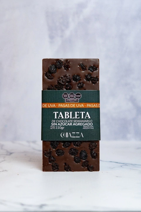 Tableta Pasas Chocolate Semiamargo Sin Azucar - comprar online