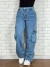 Calça Jeans Wide Leg Cargo Ref 5934
