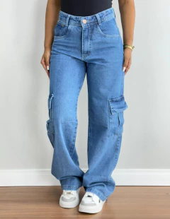 Calça Jeans Wide Leg Cargo GL Ref 596
