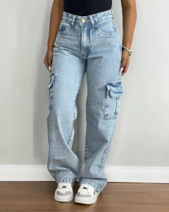 Calça Jeans Wide Leg Cargo Ref 099 GL
