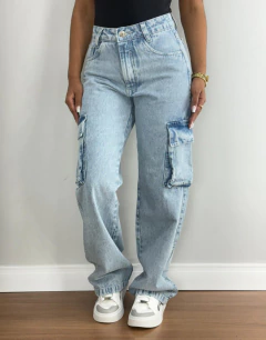 Calça Jeans Wide Leg Cargo GL Ref 572