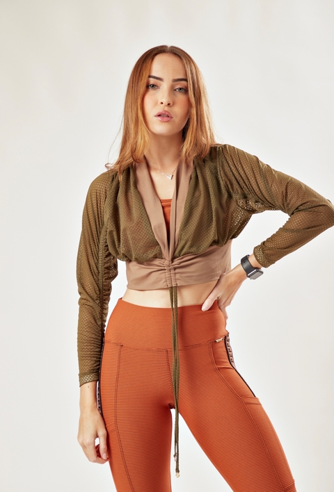 CROPPED MANGAS FRANZIDAS VERDE MUSGO