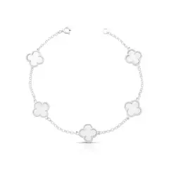 Pulseira Prata trevos branca - comprar online
