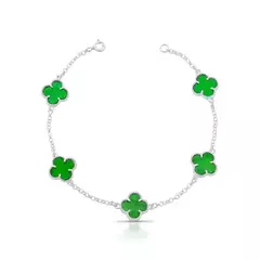 Pulseira Prata trevos verde - comprar online
