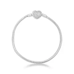 Pulseira para berloque coração cravejado