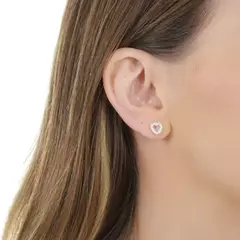 Brinco prata Coração vazado cravejado - comprar online
