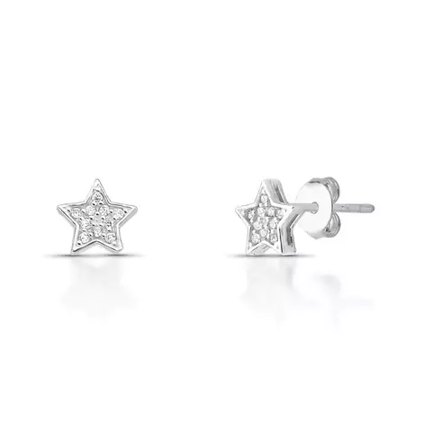 Brinco prata estrela cravejada