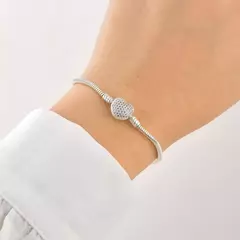 Pulseira para berloque coração cravejado - comprar online