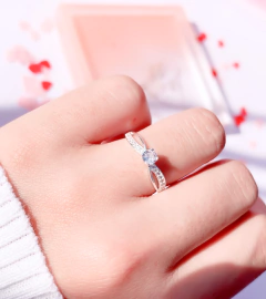 Anel solitário dois elos - comprar online