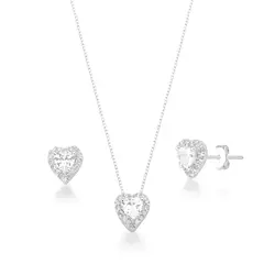 Conjunto coração cravejado cristal - comprar online