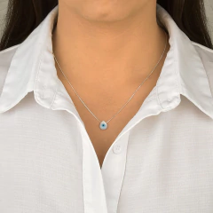 Colar Prata 925 Olho grego gota madrepérola na internet