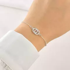 Pulseira Prata dois círculos cravejados - comprar online