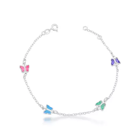 Pulseira Prata borboleta colors