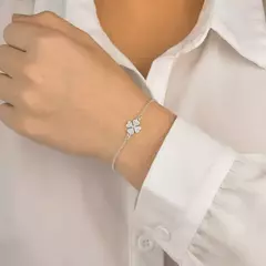 Pulseira Prata trevo cravejado - comprar online