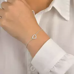 Pulseira Prata coração vazado cravejado - comprar online
