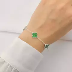 Pulseira Prata trevos verde na internet