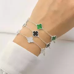 Pulseira Prata trevos preto - Sabrina Pratas | Joias delicadas em prata 925