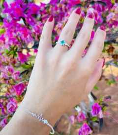 Anel Solitário quadrado turmalina - loja online