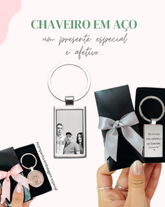 Chaveiro personalizado aço inoxidável - Retangular na internet