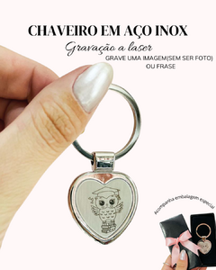 Chaveiro personalizado aço inoxidável - Coração - comprar online