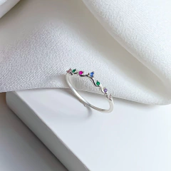 Anel Prata detalhes zircônias colors - comprar online