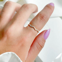 Anel Prata zigzag trabalhado