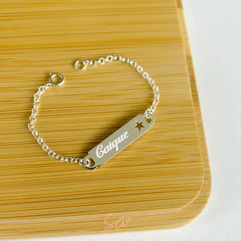 Pulseira infantil personalizada placa - Estrela