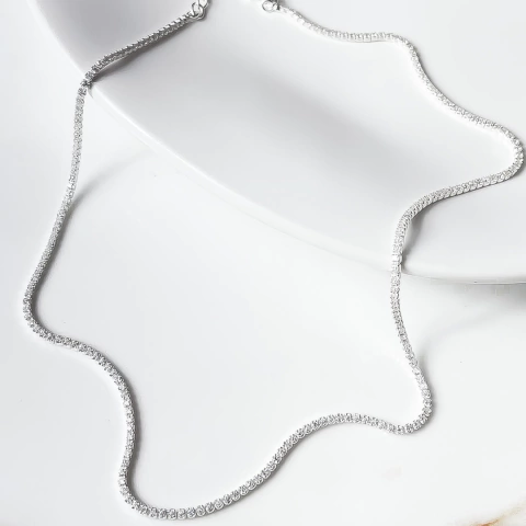 Colar Prata riviera zircônias cristal 1,5mm