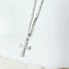 Pingente prata crucifixo detalhado - loja online