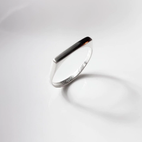 Anel Prata base reta liso