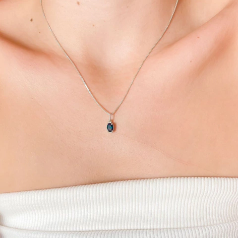 Colar Pedra oval azul