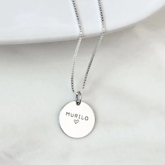 Colar de prata medalha redonda M personalizada - comprar online