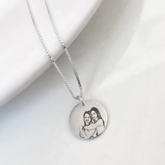 Colar de prata medalha redonda M personalizada (FOTO) - loja online