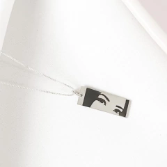 Colar Prata personalizado retangular olhar