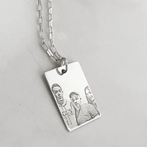 Pingente prata personalizado quadrado (FOTO)