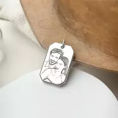 Pingente Prata personalizado retangular chanfrado (foto)