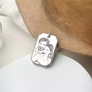 Pingente Prata personalizado retangular chanfrado (foto)