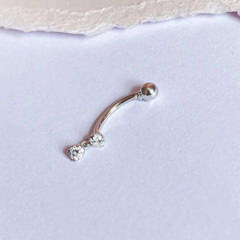 Piercing Prata umbigo zircônia pendente