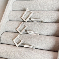 Trio de brincos prata argolas quadradas - comprar online