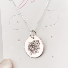 Colar de prata medalha redonda M personalizada (FOTO)