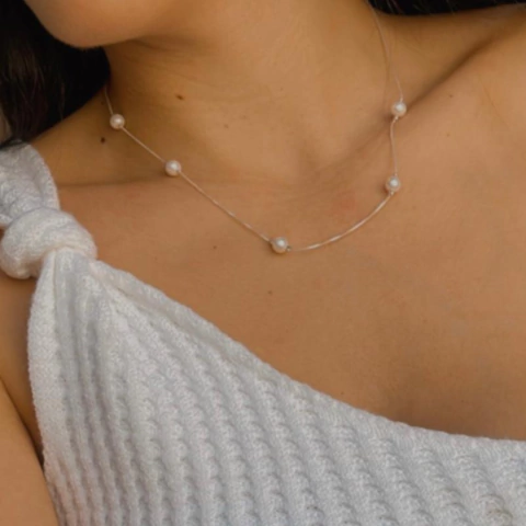 Colar Prata Pérolas - comprar online