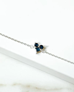 Pulseira Prata 925 coração zircônia blue - comprar online