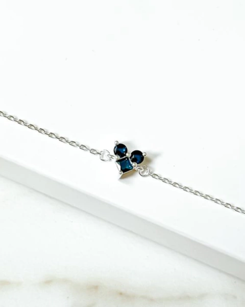 Pulseira Prata 925 coração zircônia blue - comprar online