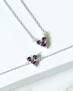Colar Prata 925 coração zircônia purple na internet