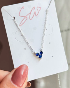 Colar Prata coração zircônia blue - Sabrina Pratas | Joias delicadas em prata 925