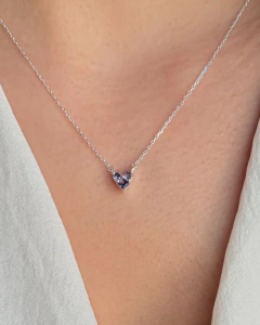 Colar Prata 925 coração zircônia purple - comprar online