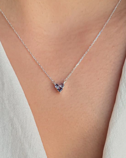 Colar Prata 925 coração zircônia purple - comprar online