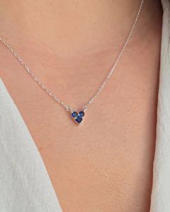 Colar Prata coração zircônia blue na internet