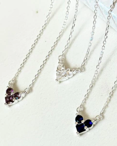 Imagem do Colar Prata coração zircônia blue